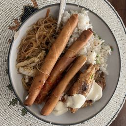 Lola's Lumpia Garlic rice Vegetable Pancit Noodles 6 Piece Calamansi Pepper Wings Chicken Adobo & Rice Dinner Plate (not shown)