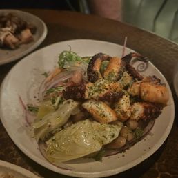 Grilled octopus, artichokes and beans. I love grilled octopus but was a little more charred and dried out than I usually prefer.