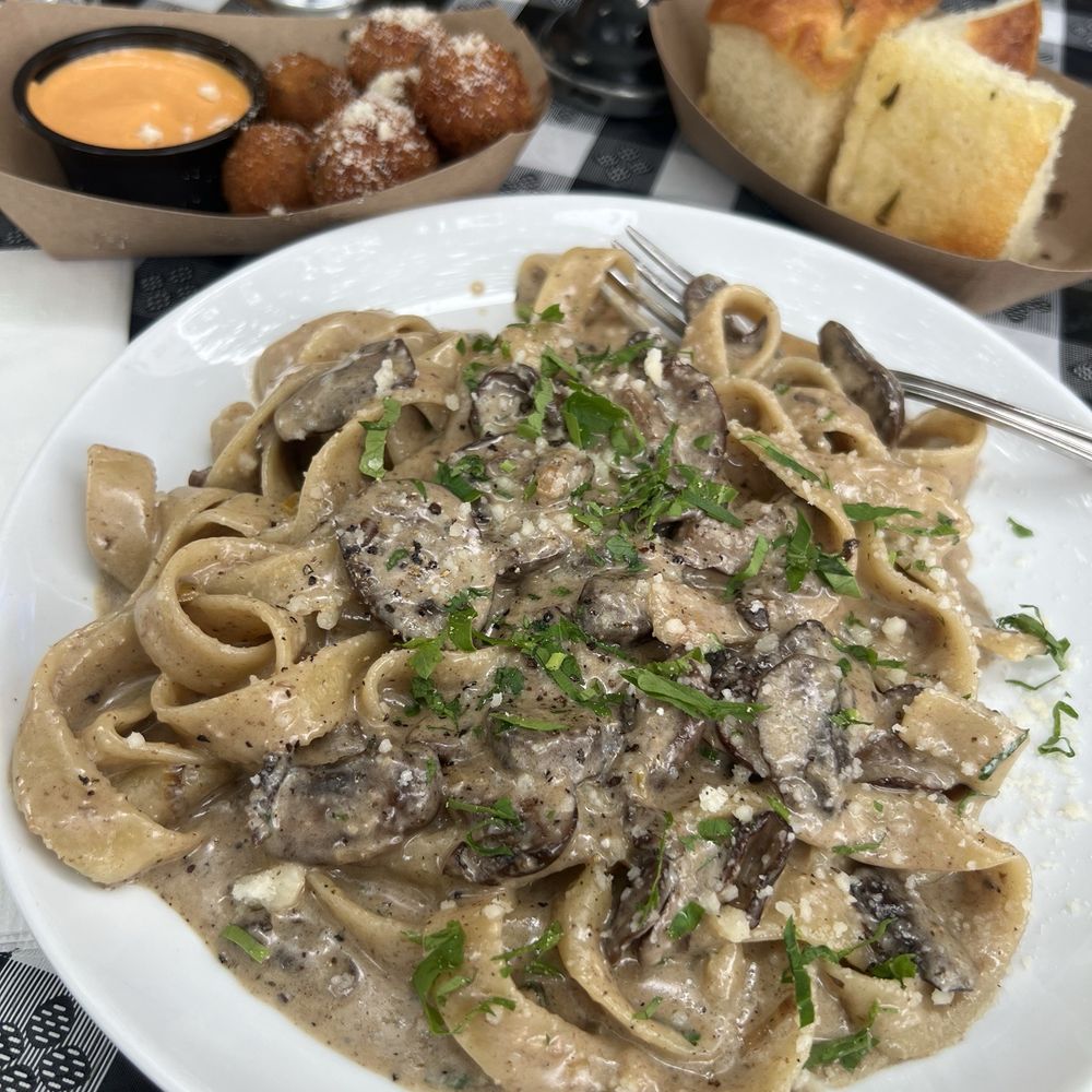 Forma Pasta Factory - Fettuccine Funghi Arancini - Pasta Shops Near Me - Brooklyn, New York