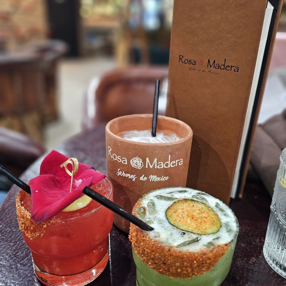 Rosa Madera - Strawberry Margarita, Cucumber Margarita and Horchata. - Mexican Near Me - Santa Ana, California Rosa Madera - Strawberry Margarita, Cucumber Margarita and Horchata. - Mexican Near Me - Santa Ana, California