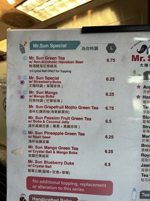 Menu photo 5 Mr Sun Tea Sacramento, CA