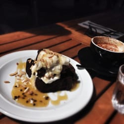 Track Three Espresso - house made banana bread with yogourt and passionfruit