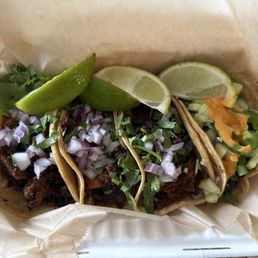Street tacos (carne asada, carnitas, al pastor, and Mexgogi). Street tacos (carne asada, carnitas, al pastor, and Mexgogi).