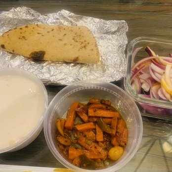 Chaat House fremont - Raita, roti, and pickled carrots with onions that come with the house thali. - Indian Near Me - Fremont, California