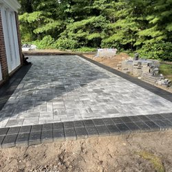 D'Anna Landscaping & Masonry - Cambridge 3 piece ledge stone patio in limestone quarry color with a double coal border