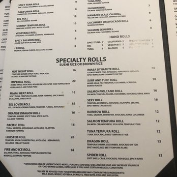 Imasa Sushi - Sushi rolls menu - Sushi Bars Near Me - Davie, Florida Imasa Sushi - Sushi rolls menu - Sushi Bars Near Me - Davie, Florida