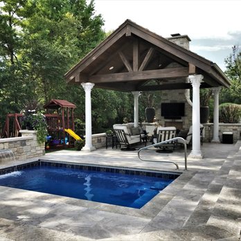 CMS Landscapes - a patio with a pool and gazebo - Landscaping Near Me - Downers Grove, Illinois