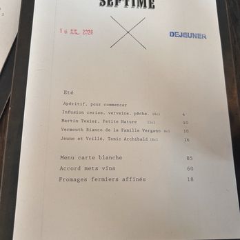 Septime - menu - Modern European Near Me - Paris, 75 Septime - menu - Modern European Near Me - Paris, 75