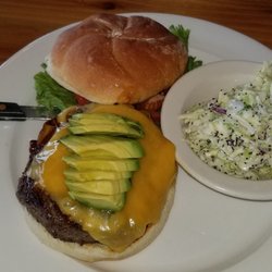 Pacific Kitchen at Nye Beach - Grass Fed Bourbon Burger with Asian poppy seed slaw.