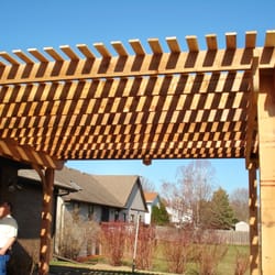 Charlestowne Decks and Gazebos - Pergolas are a very attractive way to help beat that mid-summer heat.  One day I want to build one with fine mist sprayers.