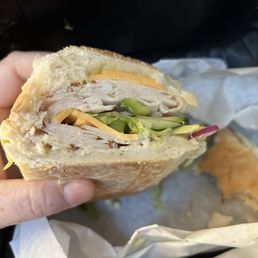 Cold turkey sandwich with veggie fixins! Cold turkey sandwich with veggie fixins!