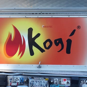 Kogi BBQ Truck - Back of truck sign - Korean Near Me Kogi BBQ Truck - Back of truck sign - Korean Near Me
