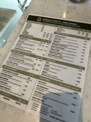Menu photo 1 Honolulu Coffee - Prince Waikiki Honolulu, HI