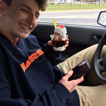 Banana Split - Carson loving his sundae - Ice Cream & Frozen Yogurt Near Me - Aurora, Illinois