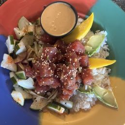 The combo poke bowl. The half n half.