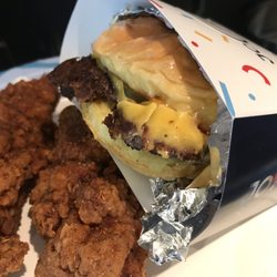 Joysticks with Momofoku spicy seasoning and a delicious cheeseburger