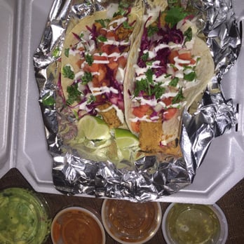 Lupe's 55 Cantina - Haddock with mild, medium, and hot salsa on the side w/guac - Mexican Near Me - Hampton, New Hampshire