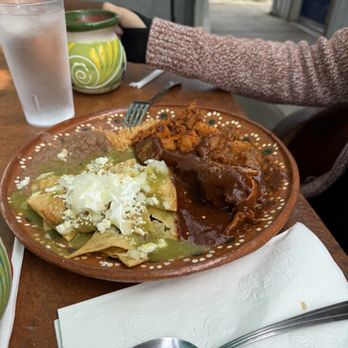 Flying Taco - Green chilaquiles, mole, beans and rice. - Tacos Near Me - Tulare, California