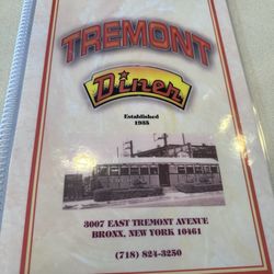 Tremont Diner - The outside of the menu