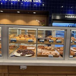 Display case with pastries