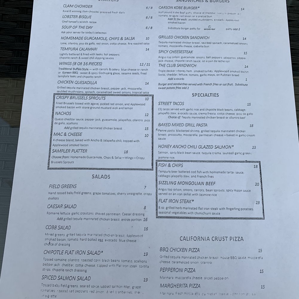 Scoreboard Lounge - the menu for the restaurant - Lounges Near Me - Carson, California