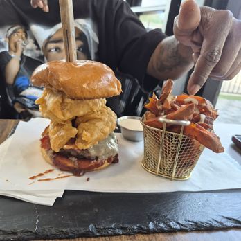 Locale Farm to Table Eatery - Western burger with sweet potato fries.  10/10 - Sandwiches Near Me - Bakersfield, California