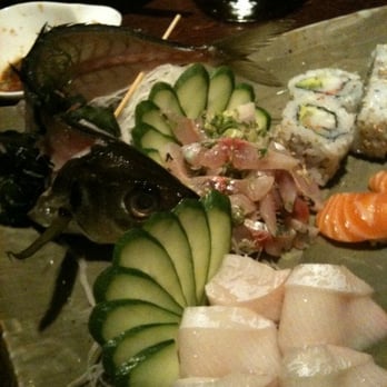 Sushi Sake - Aji sashimi, hamachi sashimi, salmon nigiri and cali roll.  Yum-o! - Japanese Near Me - Richardson, Texas
