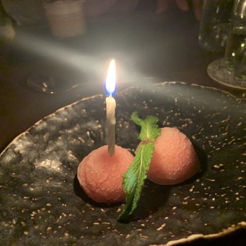 Little Pearl - Sorbet with birthday candle - New American Near Me - Key West, Florida