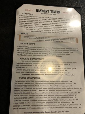 Menu photo 4 Gannon's Tavern Hyannis, MA