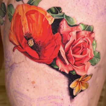 Poppy Tattoo - The beginning of a Frida kahlo tattoo - Tattoo Near Me - Somerville, Massachusetts Poppy Tattoo - The beginning of a Frida kahlo tattoo - Tattoo Near Me - Somerville, Massachusetts