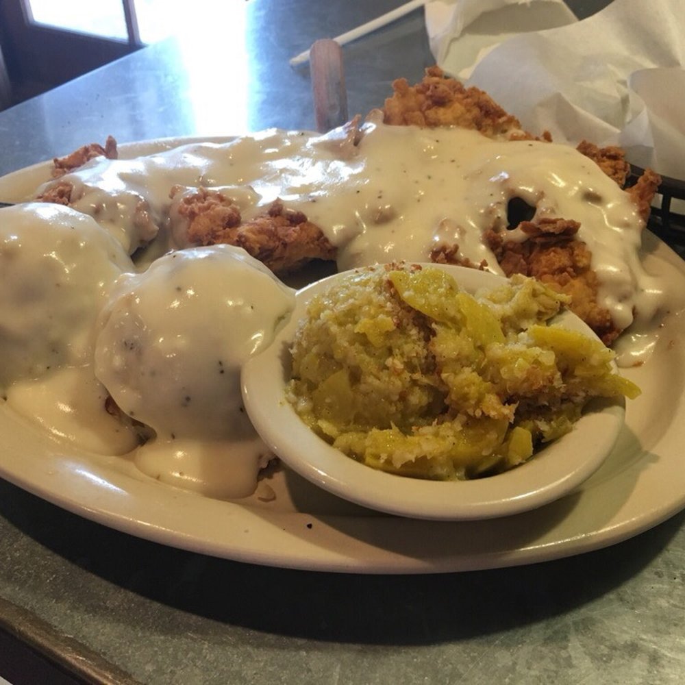 Elijah's Cafe - The large portion of the Chicken Fried Chicken. - Cafes Near Me - Jasper, Texas