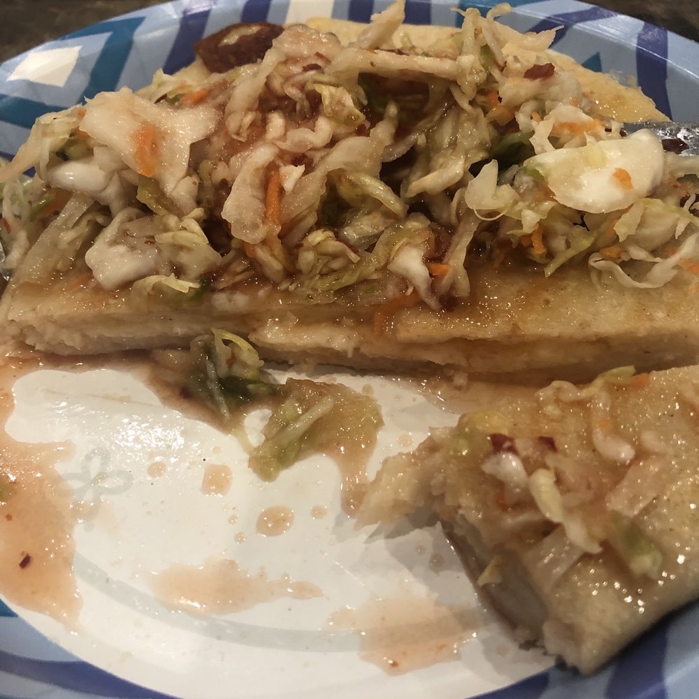La Paz Bakery - Cheese papusas with the slaw and salsa on it. - Bakeries Near Me - Canoga Park, California La Paz Bakery - Cheese papusas with the slaw and salsa on it. - Bakeries Near Me - Canoga Park, California