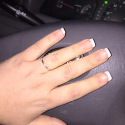 sorry for my gross hand: look at my beautiful nails with free handed french tips! sorry for my gross hand: look at my beautiful nails with free handed french tips!