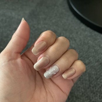 Blissful Nails & Spa - Dip powder on my regular nails with a Snowflake design - Nail Salons Near Me - Honolulu, Hawaii