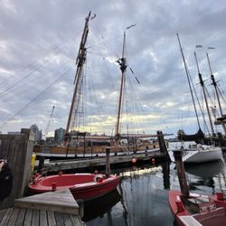 Victoria - Hot tub boats and wooden tall ships at Mermaid Wharf