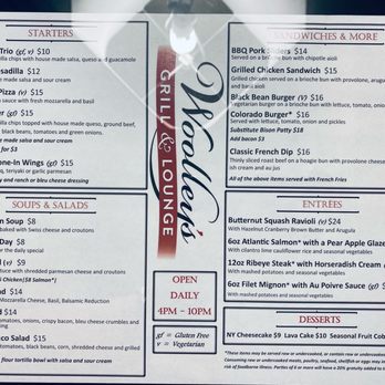 Woolley's Classic Suites - Menu posted in the bedroom - Hotels Near Me - Aurora, Colorado