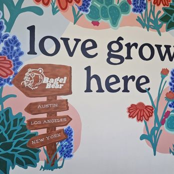 Bagel Bear - Cute mural in the store. - Bagels Near Me - Cedar Park, Texas
