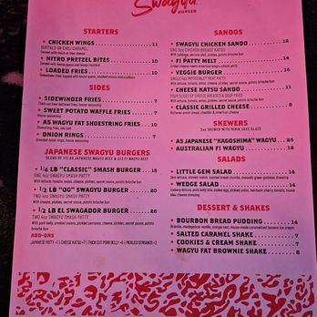 Swagyu Burger Bar - Menu - Bars Near Me - San Diego, California Swagyu Burger Bar - Menu - Bars Near Me - San Diego, California