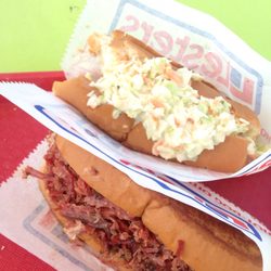 La Belle Cantiniere - Coleslaw and smoked meat hot dog.