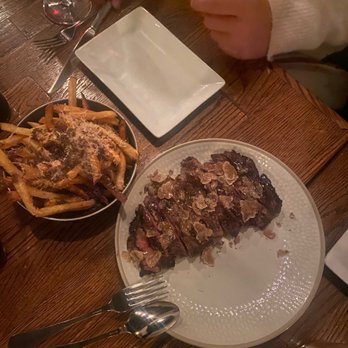 Osteria Langhe - White truffle Ribeye with Parmesan fries - Italian Near Me - Chicago, Illinois