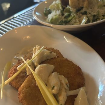 The Krebs - Fried green tomatoes with marinaded crab. - American Near Me - Skaneateles, New York The Krebs - Fried green tomatoes with marinaded crab. - American Near Me - Skaneateles, New York