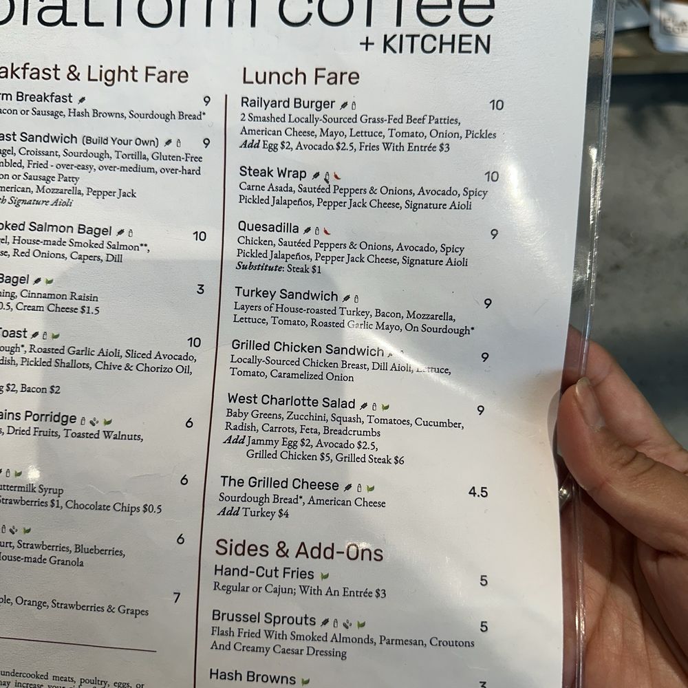 Platform Coffee - Lunch menu - Coffee & Tea Near Me - Charlotte, North Carolina Platform Coffee - Lunch menu - Coffee & Tea Near Me - Charlotte, North Carolina