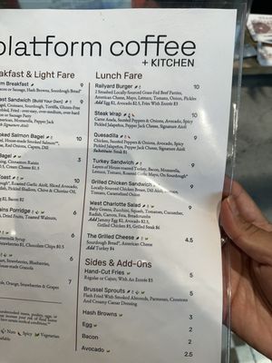 Menu photo 4 Platform Coffee Charlotte, NC