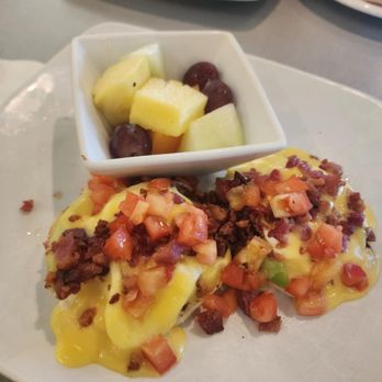 Triple A Cafe - California Eggs benedict with a side of fruit - Breakfast & Brunch Near Me - Fort Worth, Texas Triple A Cafe - California Eggs benedict with a side of fruit - Breakfast & Brunch Near Me - Fort Worth, Texas