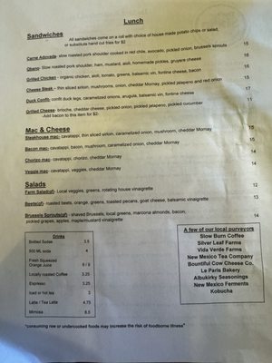 Menu photo 1 The Shop Albuquerque, NM