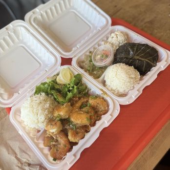 Wailua Drive In - Butter garlic shrimp and lau lau plate - Hawaiian Near Me - Kapaʻa, Hawaii