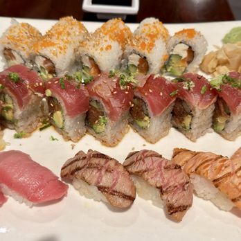 Rocky Yama Sushi - Top to bottom: - Philadelphia roll - Red Dragon Roll - Chu Toro Nigiri - Toro Aburi - Salmon Aburi - Japanese Near Me - Denver, Colorado Rocky Yama Sushi - Top to bottom: - Philadelphia roll - Red Dragon Roll - Chu Toro Nigiri - Toro Aburi - Salmon Aburi - Japanese Near Me - Denver, Colorado