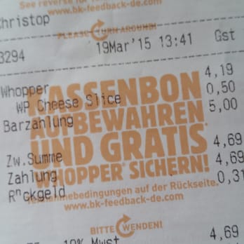 Burger King - Jetzt gibt es Kassenbons - Fast Food Near Me - Gütersloh, NW Burger King - Jetzt gibt es Kassenbons - Fast Food Near Me - Gütersloh, NW