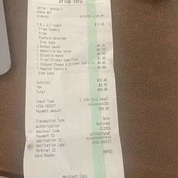 Chicken Guy! - The receipt showing what we ordered - Chicken Shop Near Me - American Canyon, California