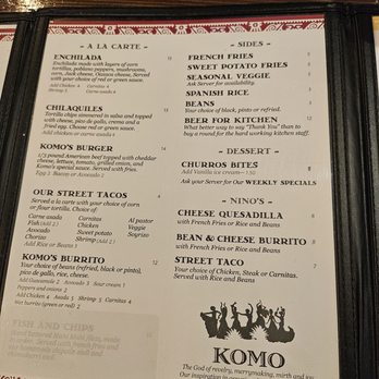 Komo's Cocina - Menu - Mexican Near Me - Long Beach, California